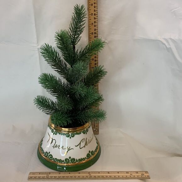 Christmas Holiday Tree In Handcrafted Marilyn 1983 Gold Vase 8 X 16 Inches Tall - Picture 10 of 12
